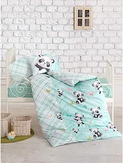 paradise RANFORCE 100% Cotton Baby Bedding, Panda Themed Duvet Cover Set, Crib Bedding for Baby Girls