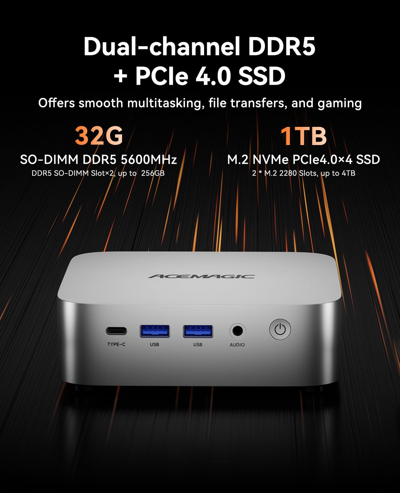 ACEMAGIC Warlord Mini W1 Mini PC - AMD Ryzen 7 8745HS(8C/16T, do 4