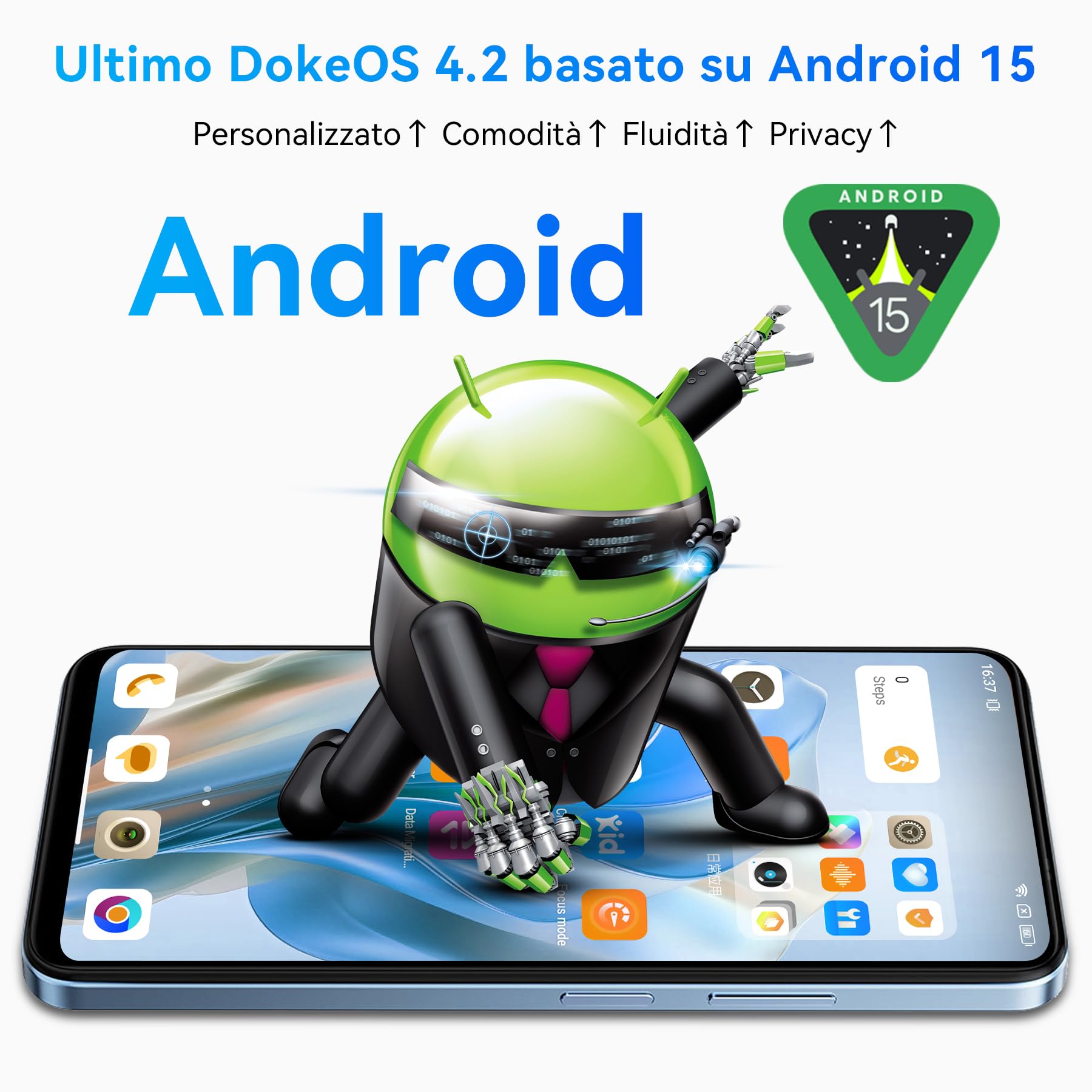 Blackview Wave 9C Smartphone Android 15 con Cover Girevole a 360°, Telefono Cellulare IP54 6.56'' HD+, 12GB+128GB Telefoni, Cellulari 5000mAh, 13+8MP, Dual 4G SIM, OTG, GPS, 3.5mm Jack