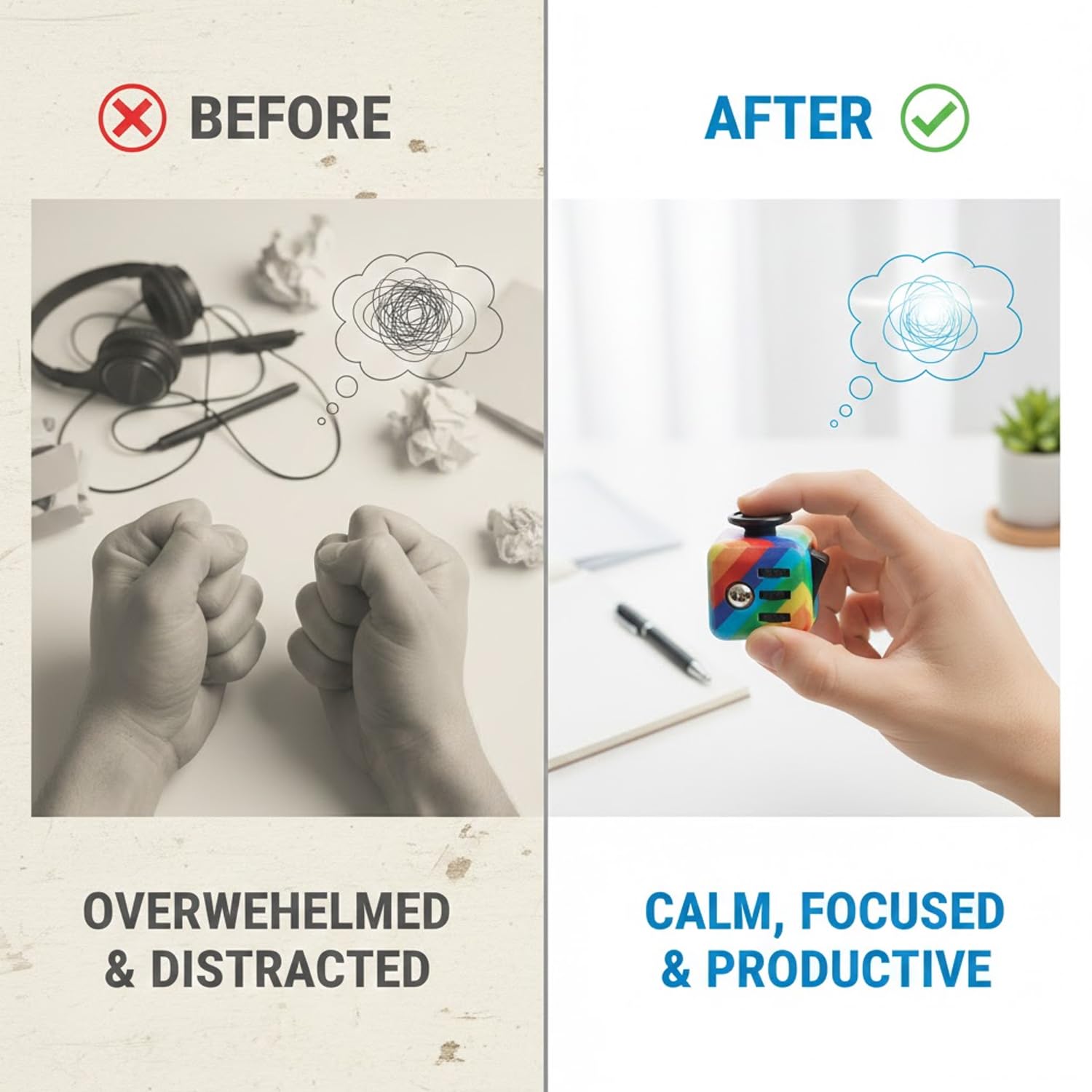 Lotsdonxia Fidget Cube - Multi-functional Stress Relief, 6-Sided Sensory Toy for Focus and Anxiety Management - Image 5