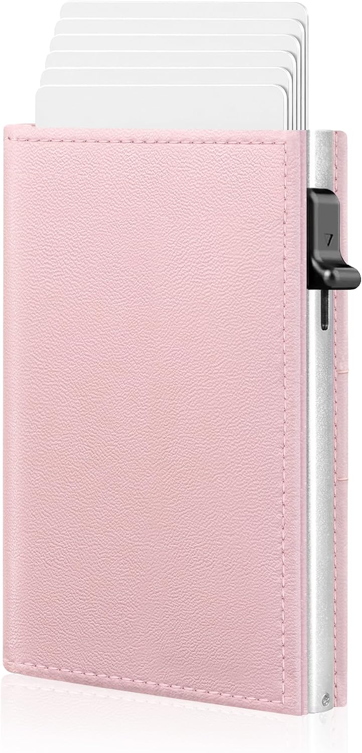 RFID Wallet Women Slim Small Minimalist Metal Pop Up Credit Card Holder