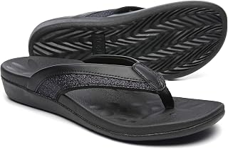 MEGNYA Comfortable Walking Flip Flops for Womens, Orthopedic Walking Sandals with Arch Support, Flat Feet Pain Relief Sandals for Beach, Summer, Pool