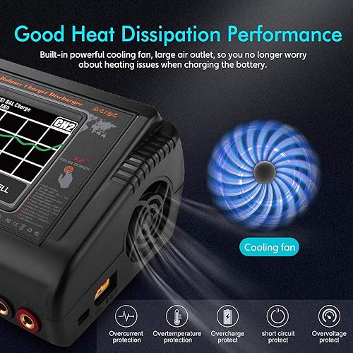 Miniatura 7 de HTRC Lipo Charger 1-6S pantalla táctil doble descargador AC200W DC400W 12A T400 Pro cargador de batería de equilibrio rápido de alta precisión para