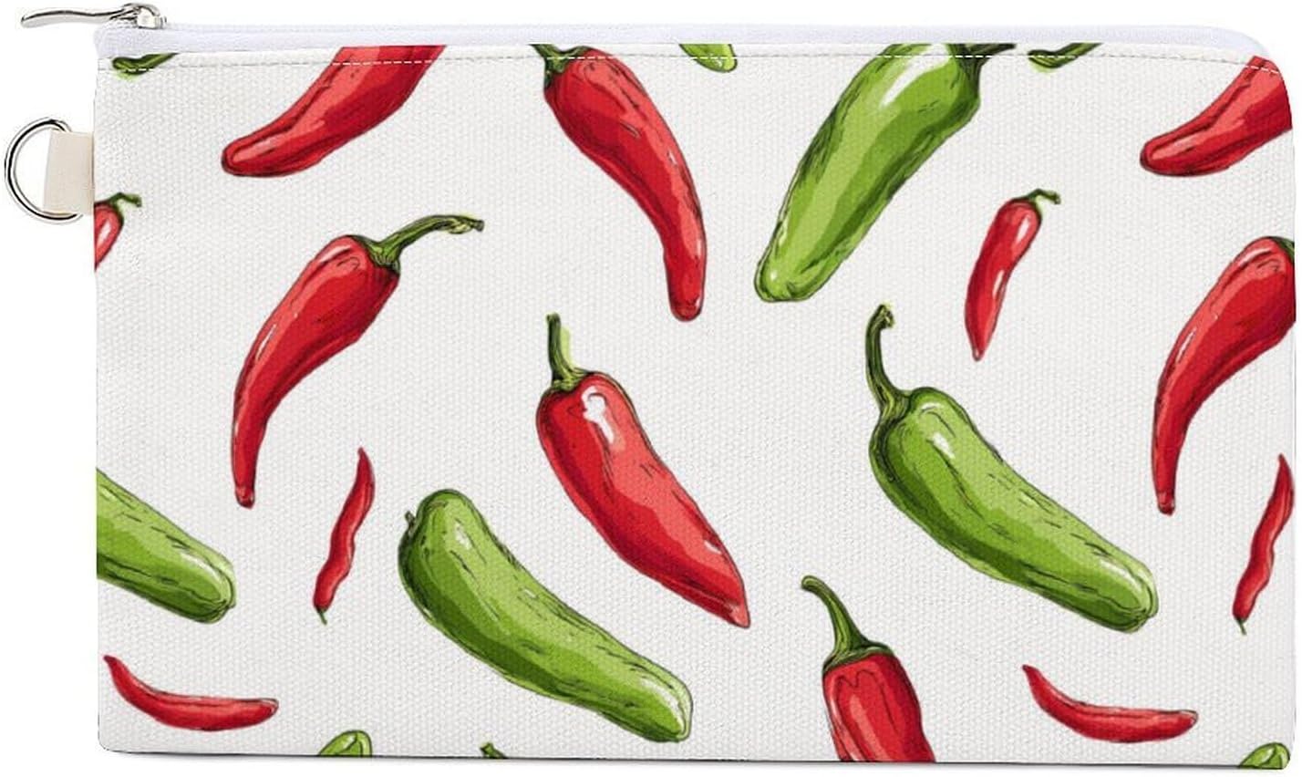 Hot Pepper Print Coin Purse Pouch Change Holder With Zip Canvas Clutch Card Wallet for Women Men