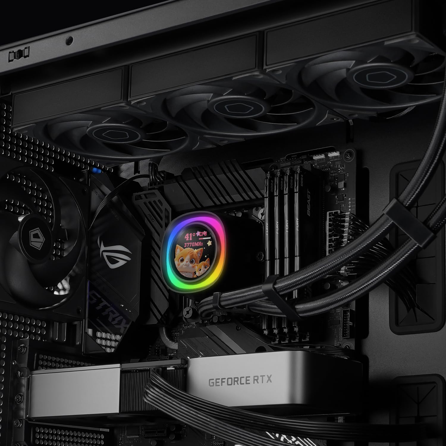 ID-COOLING FX360 LCD PE 360mm AIO Liquid CPU Cooler with 1.48″ Full-Color LCD Display, 350W TDP, 3×120 mm High-Airflow Fans, Intel LGA1851/1700 & AMD AM5/AM4 Support