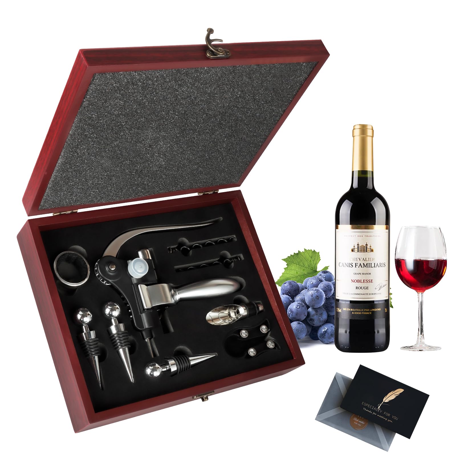 UCAMP Luxus Wein Öffner - Sommelier Set mit 11 Korkenziehern, Weinzubehör Geschenkset für Weinliebhaber（Holzbox）