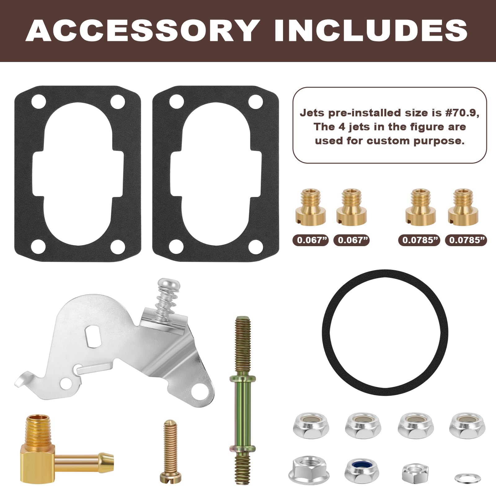 Carburador marino de 2 cuerpos para motores Mercruiser 3.0L 2.5L 4 CIL con estrangulador eléctrico, jets, juntas, tuerca y perno de base de varillaje largo, patrón de orificios de la base 3 3/4 x 2