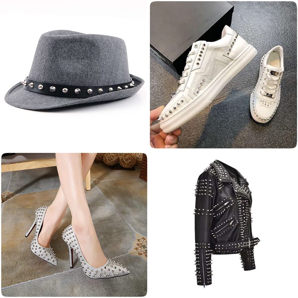 Trimming Shop - Borchie a cono in plastica, rivetto in pelle, con perni di base, per fai da te, abbigliamento, giacca, punk e accessori goth, marrone
