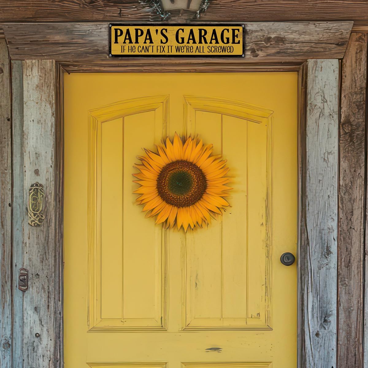 Metal Fathers Day Gift, Retro Metal Tin Sign, Man Cave Decor, Papa's Garage, If He Can't Fix It We're Screwed, Garage Workshop Decor, Gift for Papa 15.8x4 Inch
