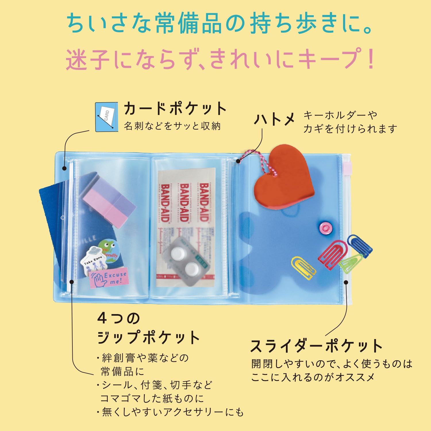 くま型ポーチ（ファスナー付き） マチ付き2段ファスナーポーチ – WABISUKE