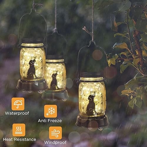 Vista 6 de Tarro de luz solar para perro, farol de hadas, luces de jardín, luz para botella, faroles solares para decoración de jardín al aire libre, regalo