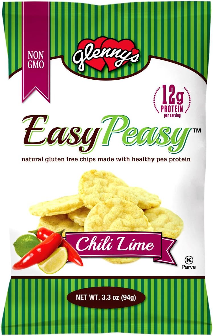 Glenny's Easy Peasy Chips, Chili Lime, 3.3 Ounce (Pack of 12)