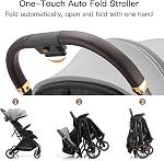 Gromast Gravity Folding Baby Stroller V2.0 - Portable Travel Toddler Stroller w/Adjustable Backrest, Canopy & Cup Holder, Lightweight and UV Protected, One-Hand Automatic Folding - Light Gray