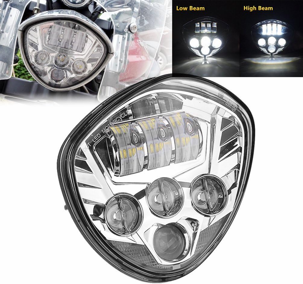 Flux Utmost Chrome Bezel Victory Motorcycles LED Headlight with DRL High & Low Beam for Victory Cross Country