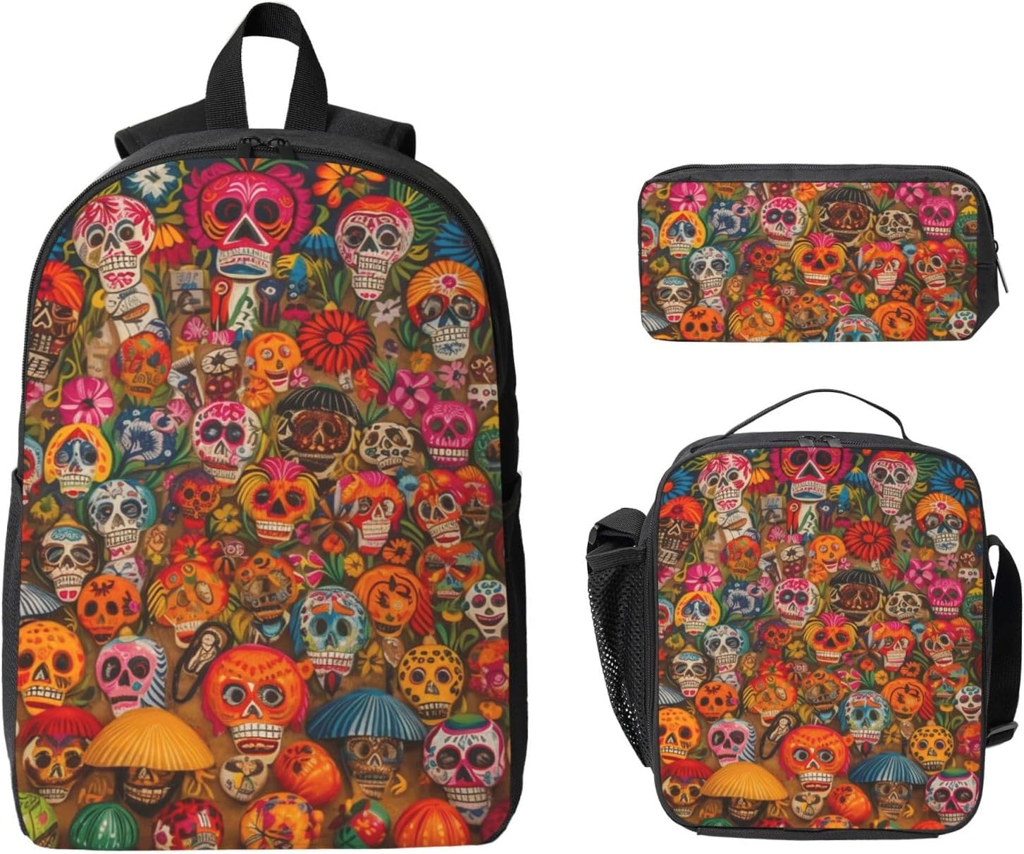 Mexican folk art Backpack with Lunch Bag Coin Pouch Set image 2