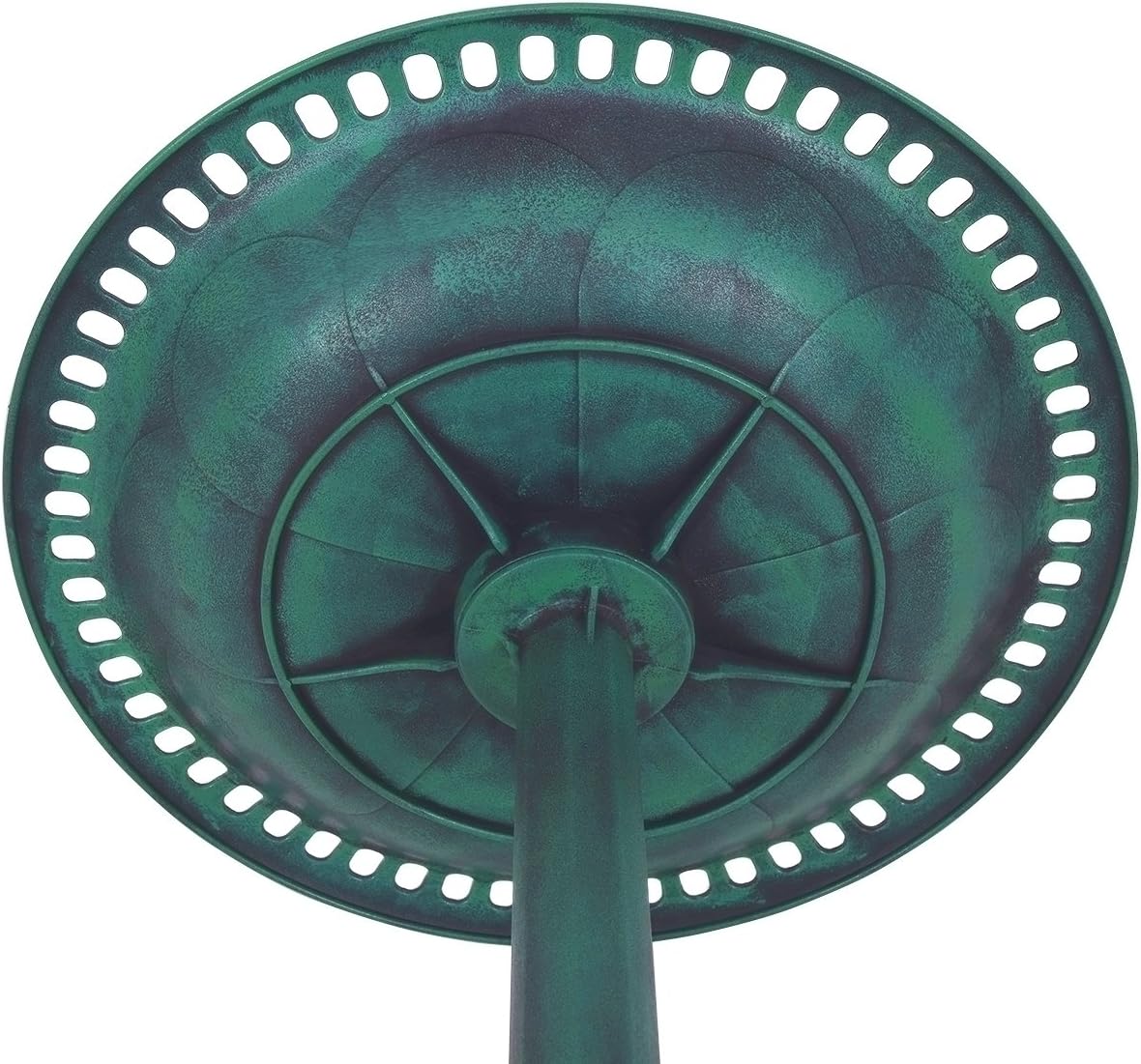 28'' H Bird Bath Bird Feeder Pedestal, Antique Resin Birdbath for Outdoor Yard or Garden, Freestanding Decoration with Sitting Place, Copper (Antique Green)