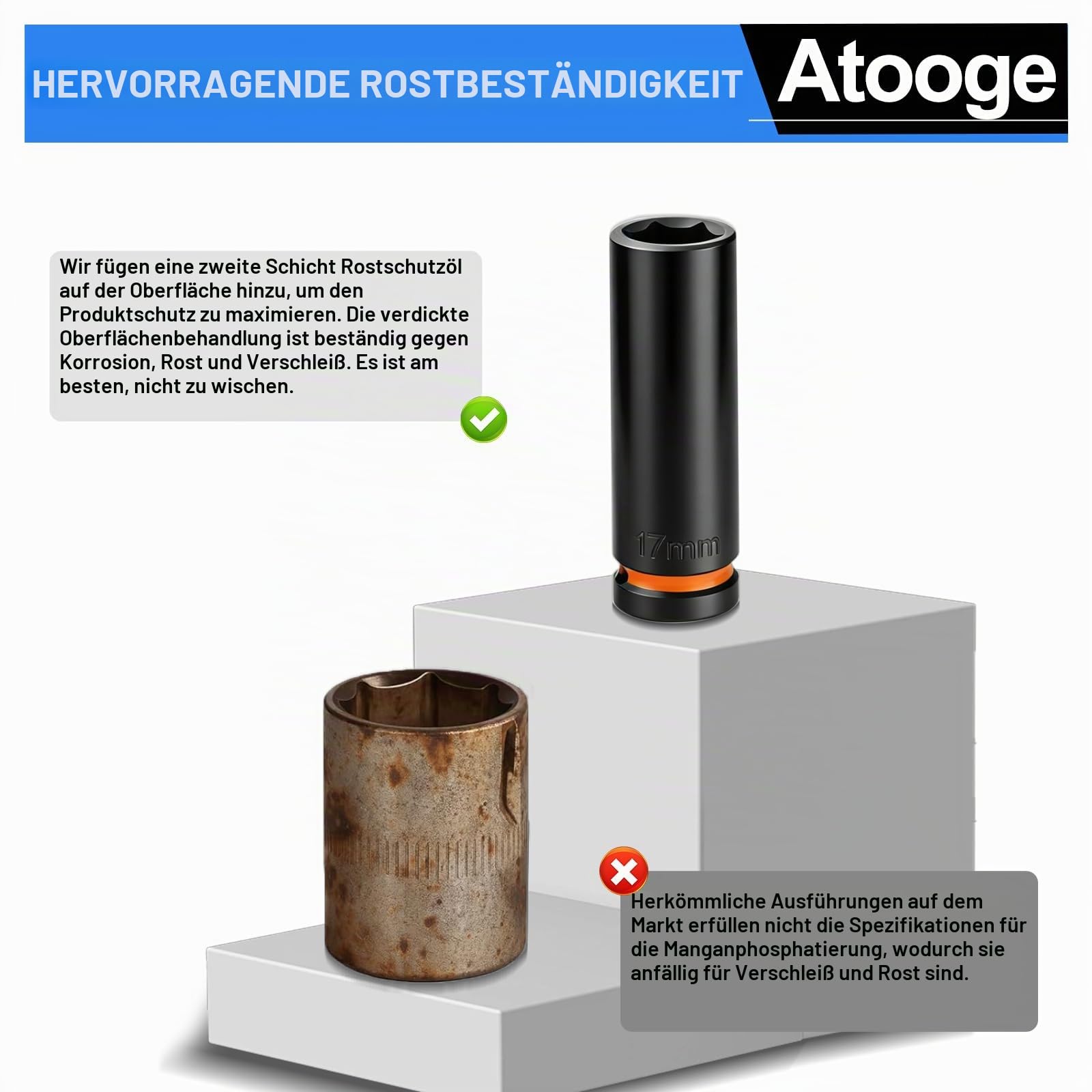 1/2-Zoll-Antrieb, 35-teiliges Schlag-Steckschlüssel-Set, 20 Stück kurz, 8–32 mm und 15 Stück tiefe 10–32 mm 6-Punkt-Stecknüsse, CR-V-Stahl, korrosionsbeständige Farbring-Stecknüsse für Auto, LKW