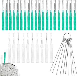 40pcs Shower Head Cleaner Tools, 2 Designs Shower Head Cleaning Brushes Multi-Size Showerhead Cleaner Picks Anti-Clogging Cleaning Brush for Bathroom Small Hole Gap Nozzle Window Slot (Green)