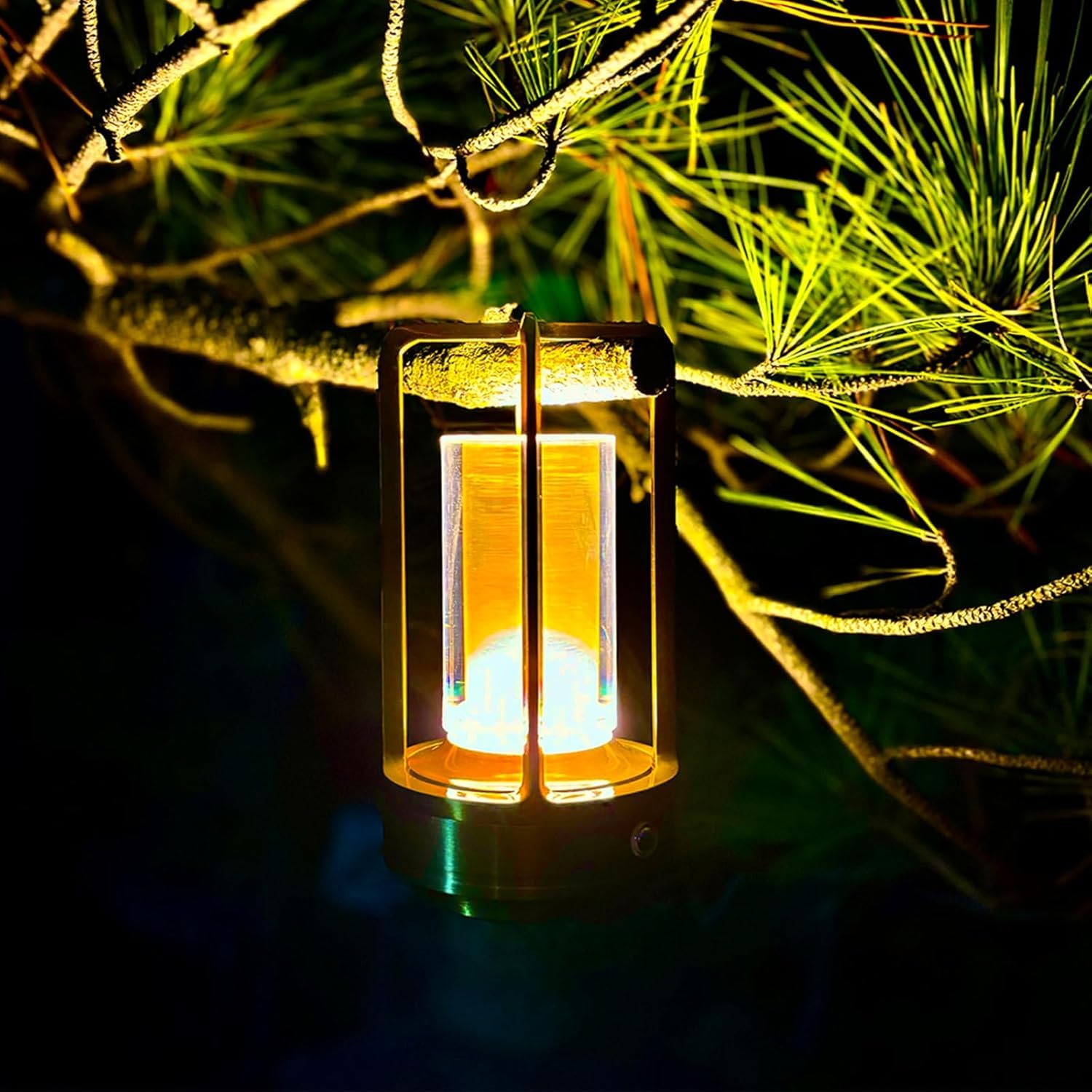 Lot de 2 lampes de table LED sans fil rechargeables avec 3 couleurs à intensité variable - Lampe de table d'extérieur pour terrasse, camping, intérieur - Pour bar, café, maison (doré)