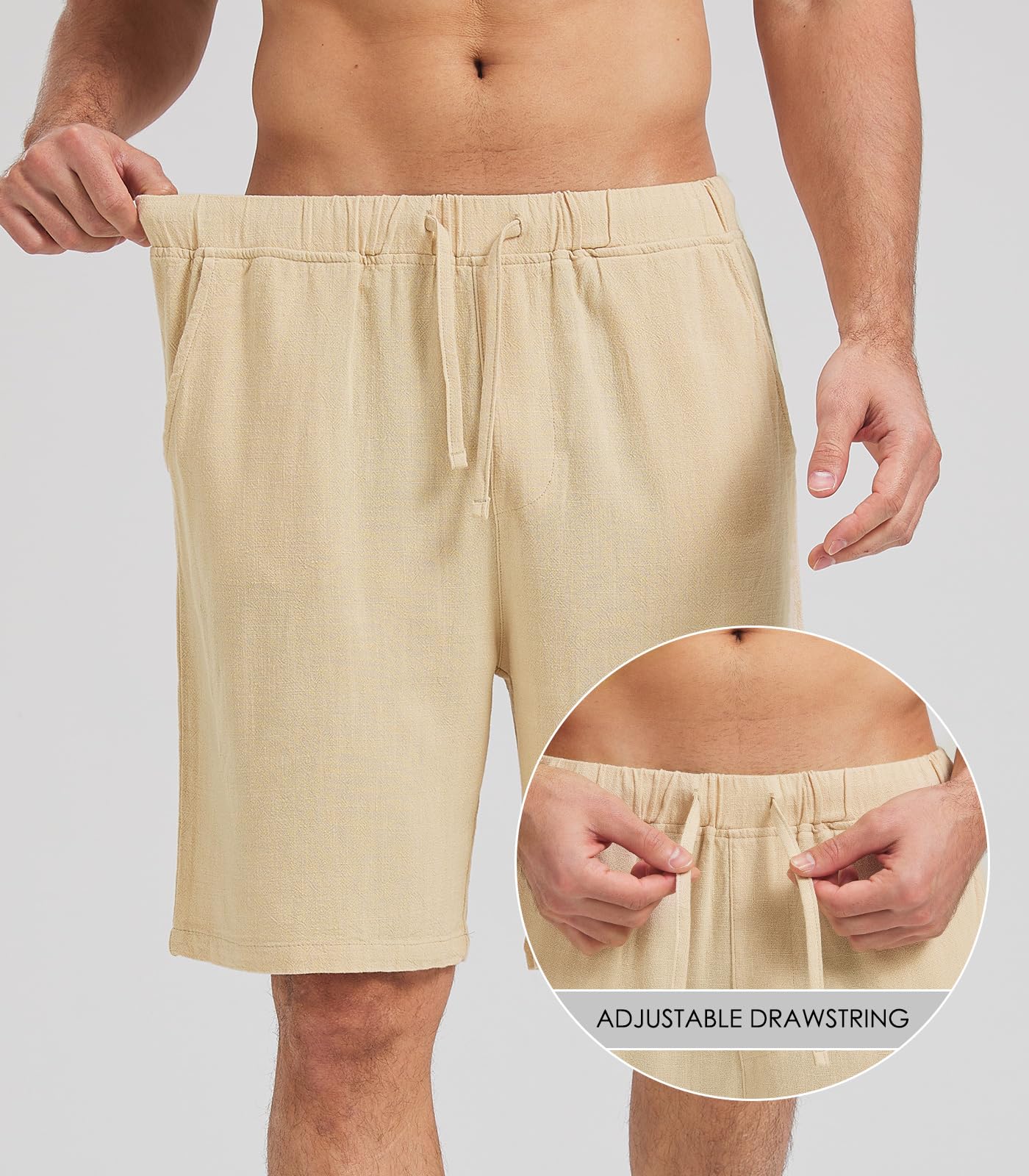 Zetieny Uomo Sportivi Pantaloncini Lino Pantaloncini Estivi Leggero Fitness Workout Shorts Pantaloni Casual da Uomo con Coulisse e Tasche