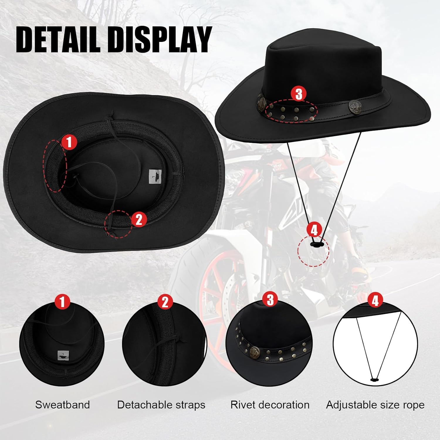 GARGOYLE BELLS 本革 カウボーイ ウエスタンハット メンズ レディース スタッズ スチームパンクハット デッドマン ト