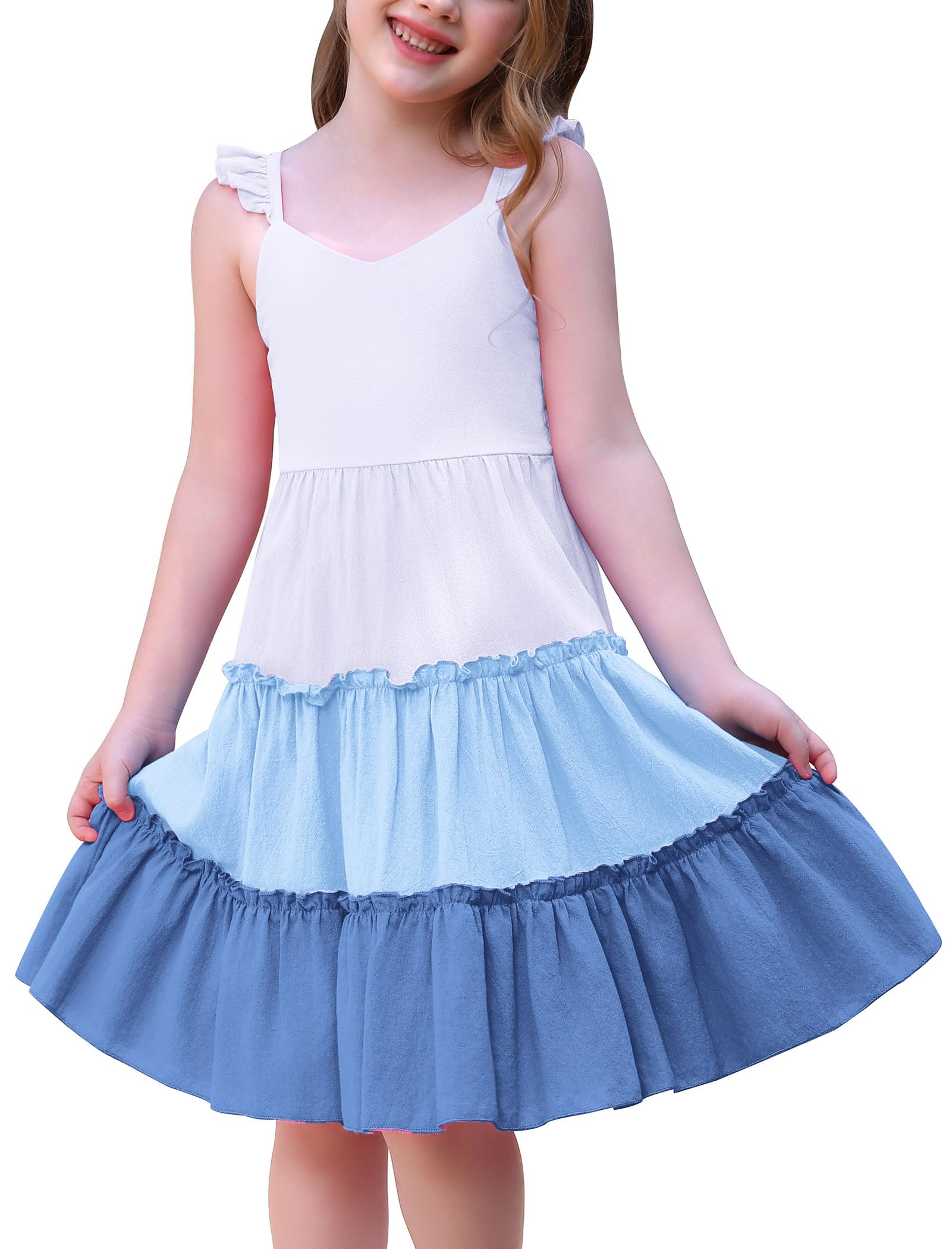 FYMNSI Toddler Little Girls Rainbow Twirly Skater Dress Baby Kids Back to School Dress Summer Casual Tea Party Beach Sundress