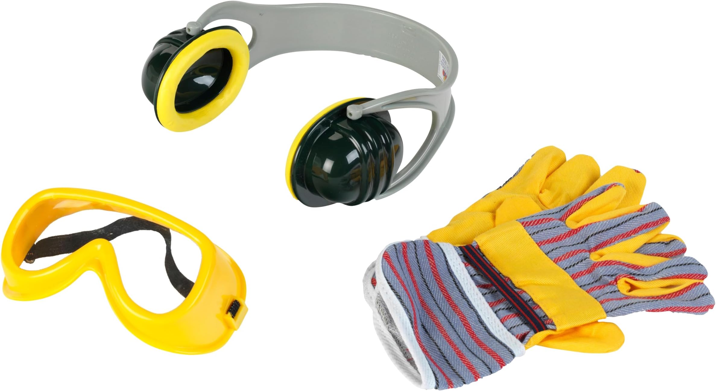 8535 Bosch 3-part Accessories Set I Work gloves, safety goggles and ear protectors in Bosch design I Packaging dimensions: 19.5 cm x 7 cm x 33.5 cm I Toy for children aged 3 years and up