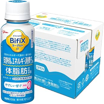 (Refrigerated) Glico BifiX Yogurt &alpha;, Drink Type, Gentle Sweetness, Zero Fat, 3.5 oz (100 g) x 12 Bottles, Food with Functiona