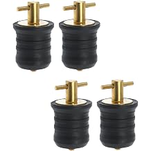 4 Boat Drain Plugs with T Handle and Twist Plug Function Brass, 1.25 Inch