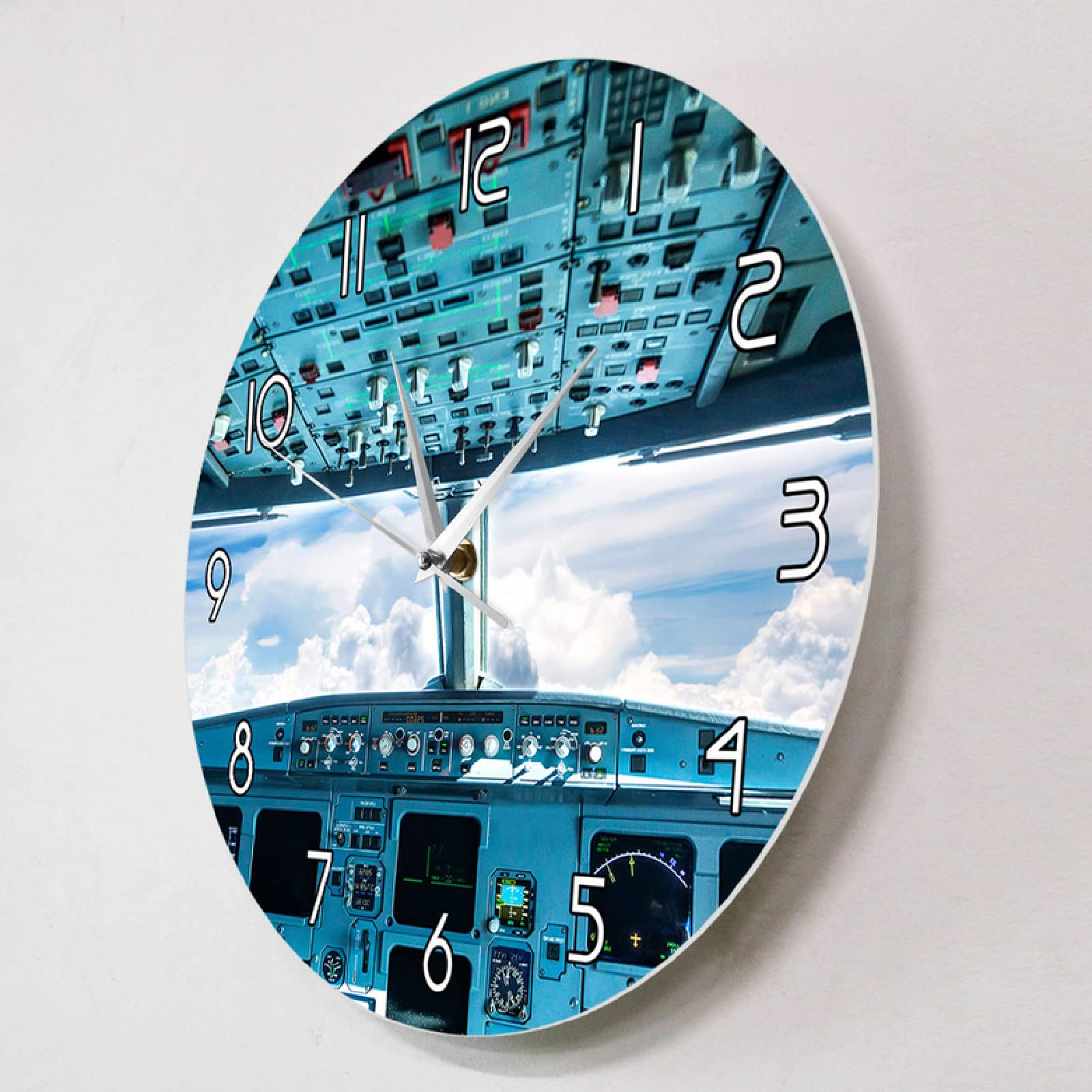 (30cm) Reloj de Pared de Aviador de Cabina Interior de avión, piloto de aviación, Moderno, silencioso, Arte de Pared, avión, decoración del hogar