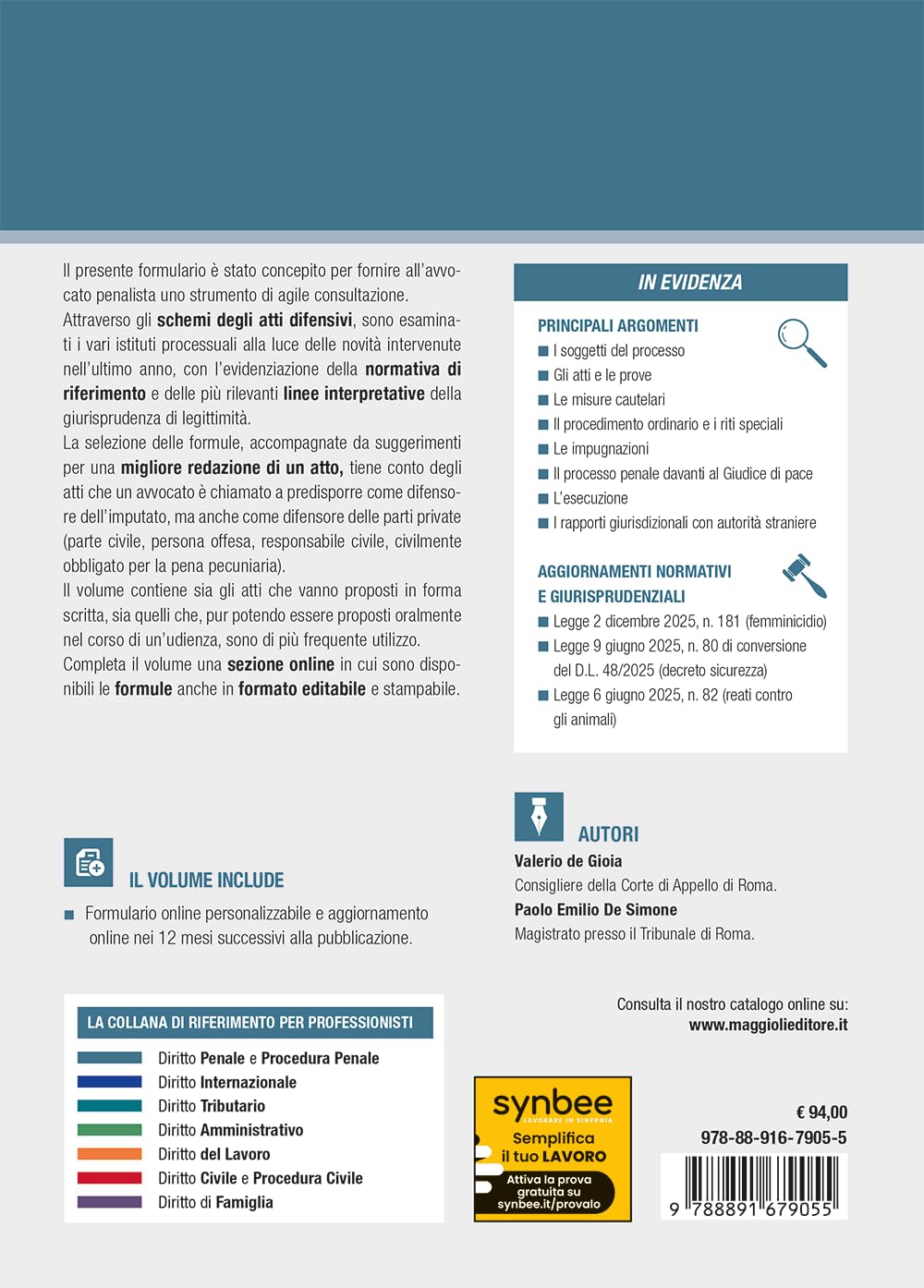 Formulario annotato del processo penale 2026. Aggiornato alla Legge sul femminicidio L. 2 dicembre 2025, n. 181. Con aggiornamenti online