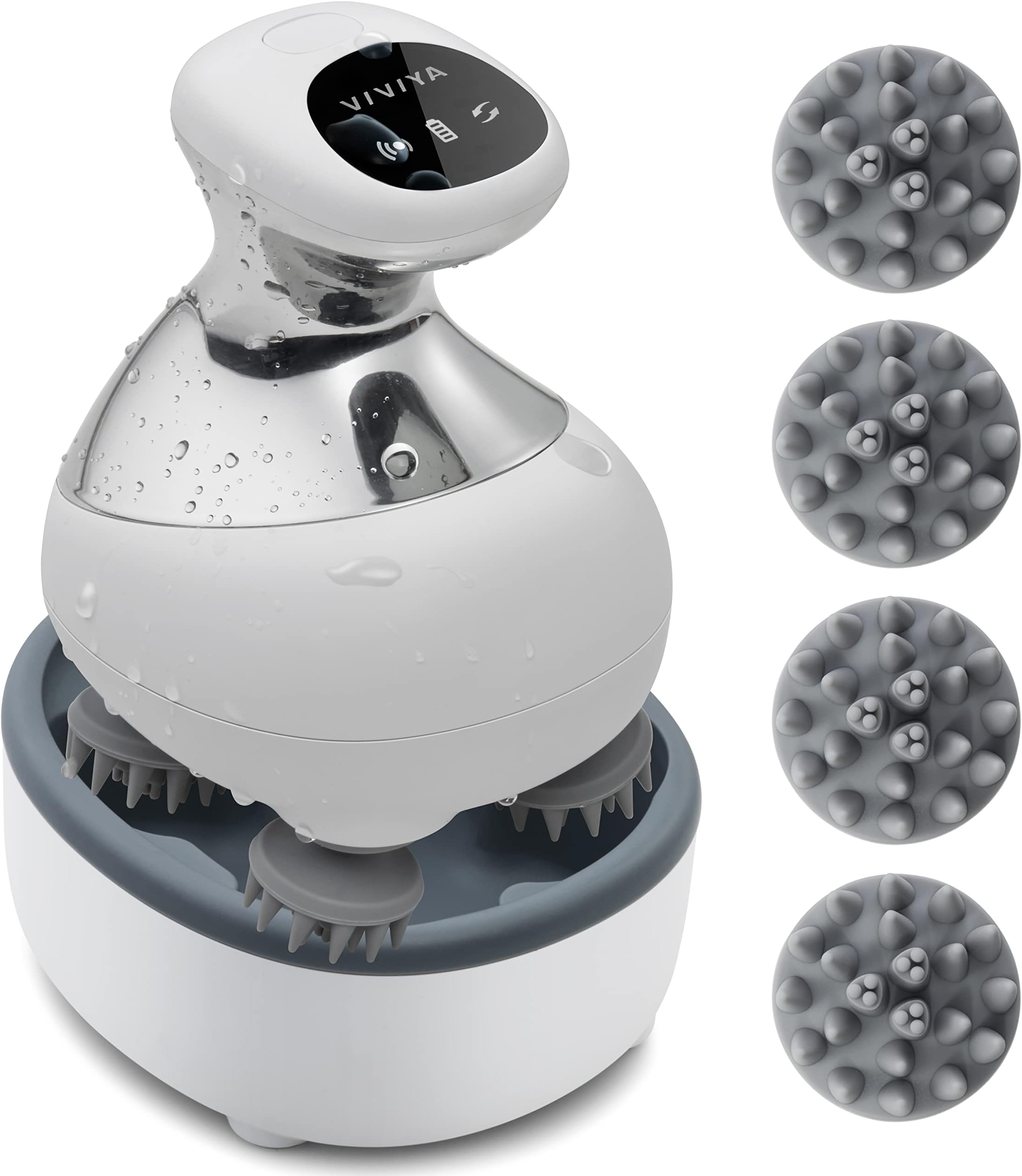 VIVIYA Electric Scalp Massager with Red Light and Vibration, Waterproof Portable Hair Scalp Massager for Hair Growth, Rechargeable Handheld Head Massager with 8 Massage Claws for Cat and Dog