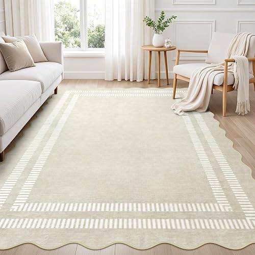 Area Rugs 5x7 Living Room Washable Modern Rug, Neutral Beige