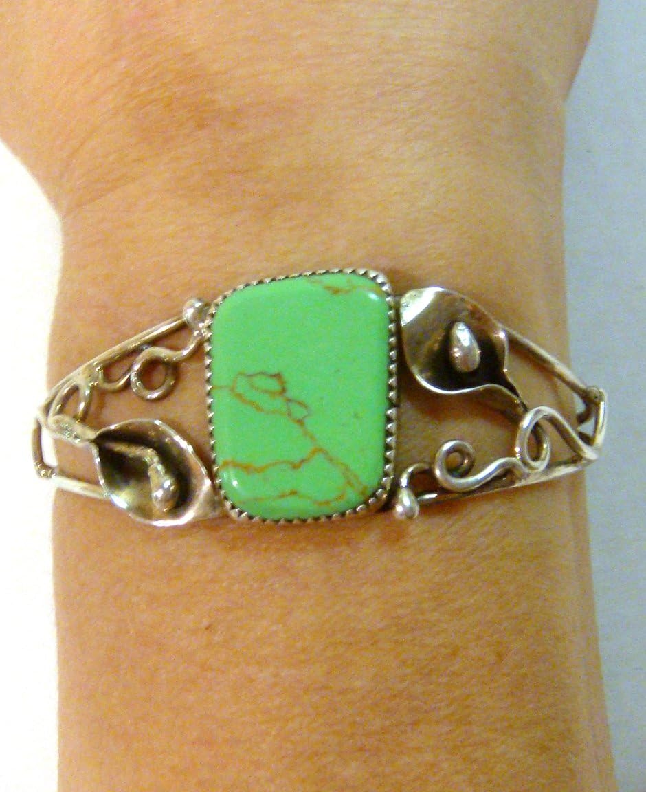 TAXCO .925 Sterling Silver Unique Cuff Bracelet Turquoise Stone from Mexico