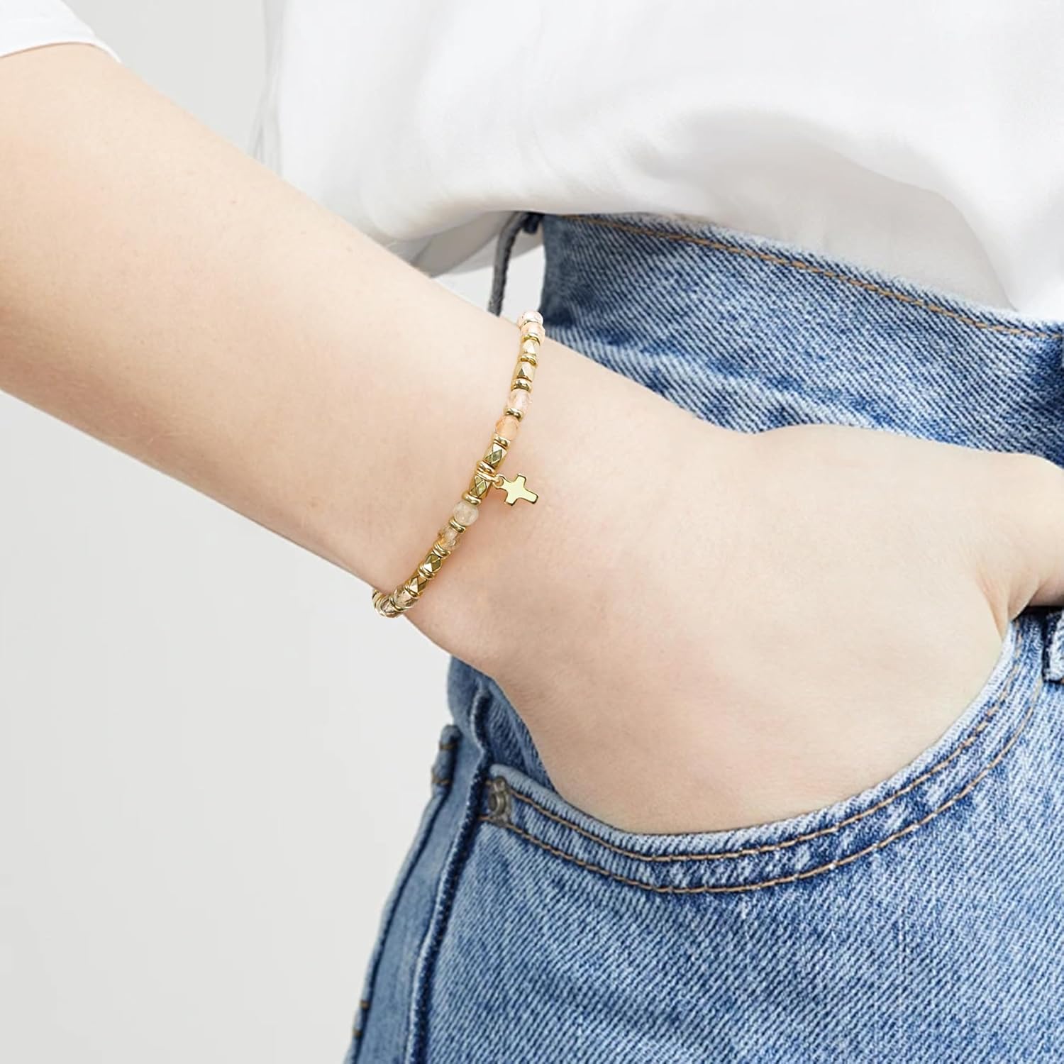 VIBILIA Cross Bracelet for Women, Boho Beaded Bracelets for Women, Christian Gifts, Jesus Bracelets Birthday Gifts for Women Mom Daughter Wife Sister Friend on Valentine's Day Easter Mother's Day - Image 5