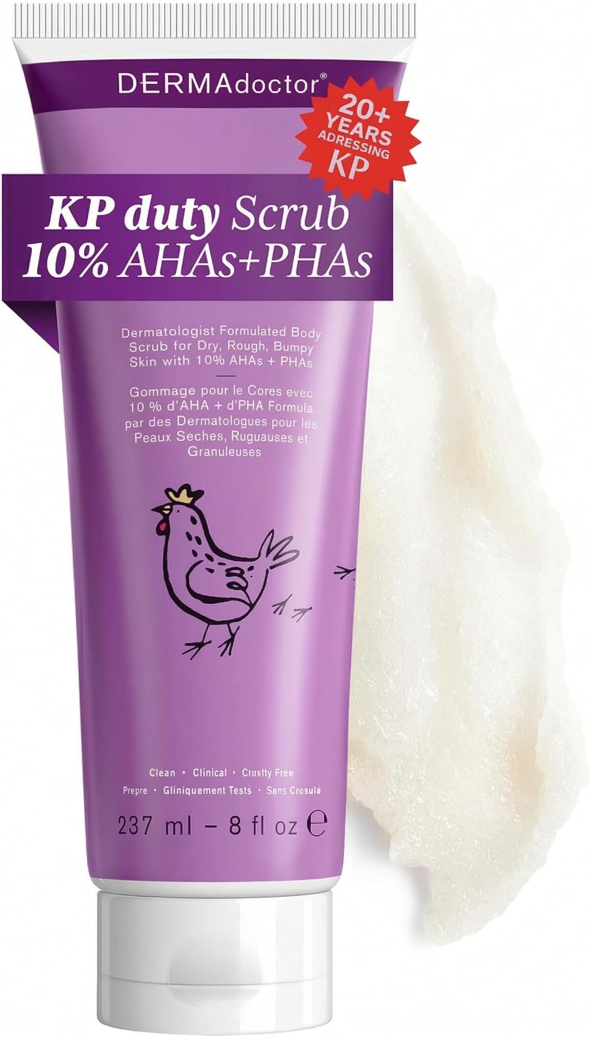 Kp Dermatologist Formulated Body Scrub Exfoliant For Keratosis Pilaris And Dry, Rough, Bumpy, White/Off White