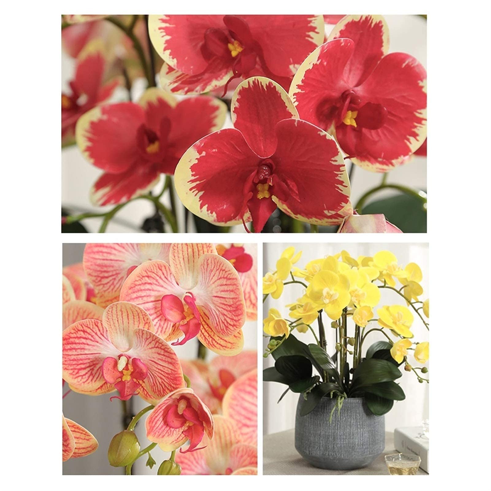 Fiori artificiali, set di fiori artificiali, orchidee, vaso, bonsai, piante finte, vaso, fioriera per centrotavola, decorazioni per soggiorno