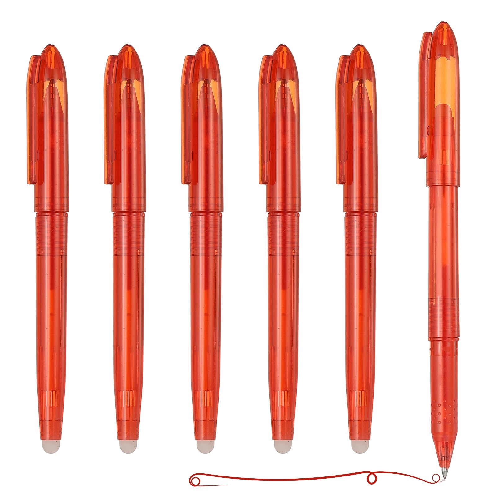 PATIKIL 6Pcs Erasable Gel Pens, 0.5mm Fine Point Heat Erasable Marking Pen with Cap Smooth Writing Fabric Markers for Sewing Drawing Writing Planner, Red Ink