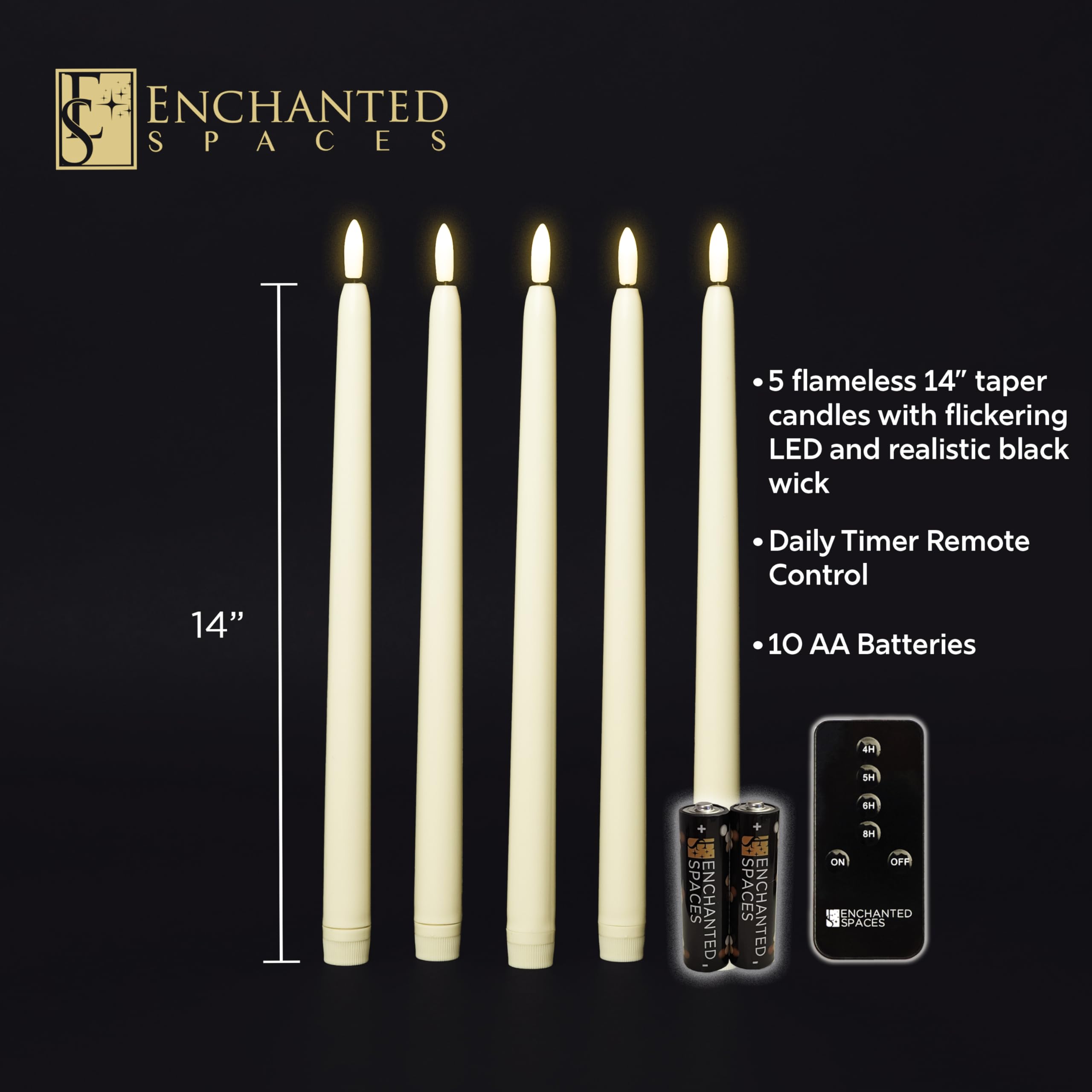 Juego de 5 velas cónicas de 35,5 cm con caja de regalo