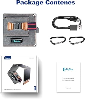BigBlue 14W Solar Panels with USB(5V/2.4A), IPX4 Waterproof, Folding Portable Solar Phone Charger Compatible with iPhone, Tablet, Samsung LG etc