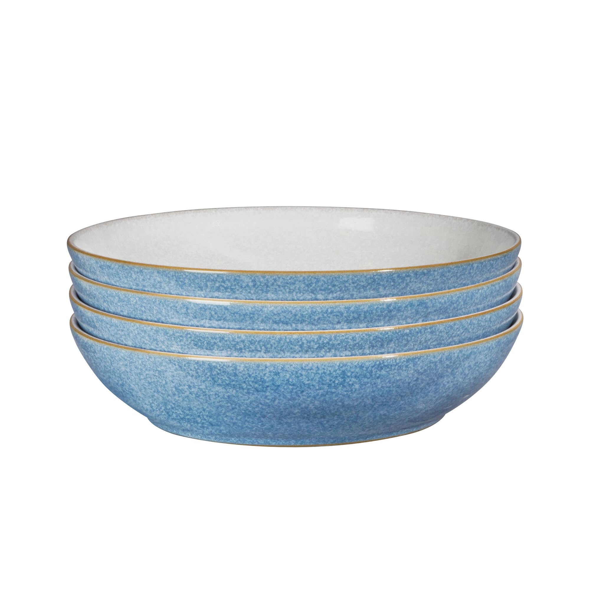 Denby Pasta Bowls Set of 4 - 1050ml 22cm, Blue with White Interior, Oven & Microwave Safe
