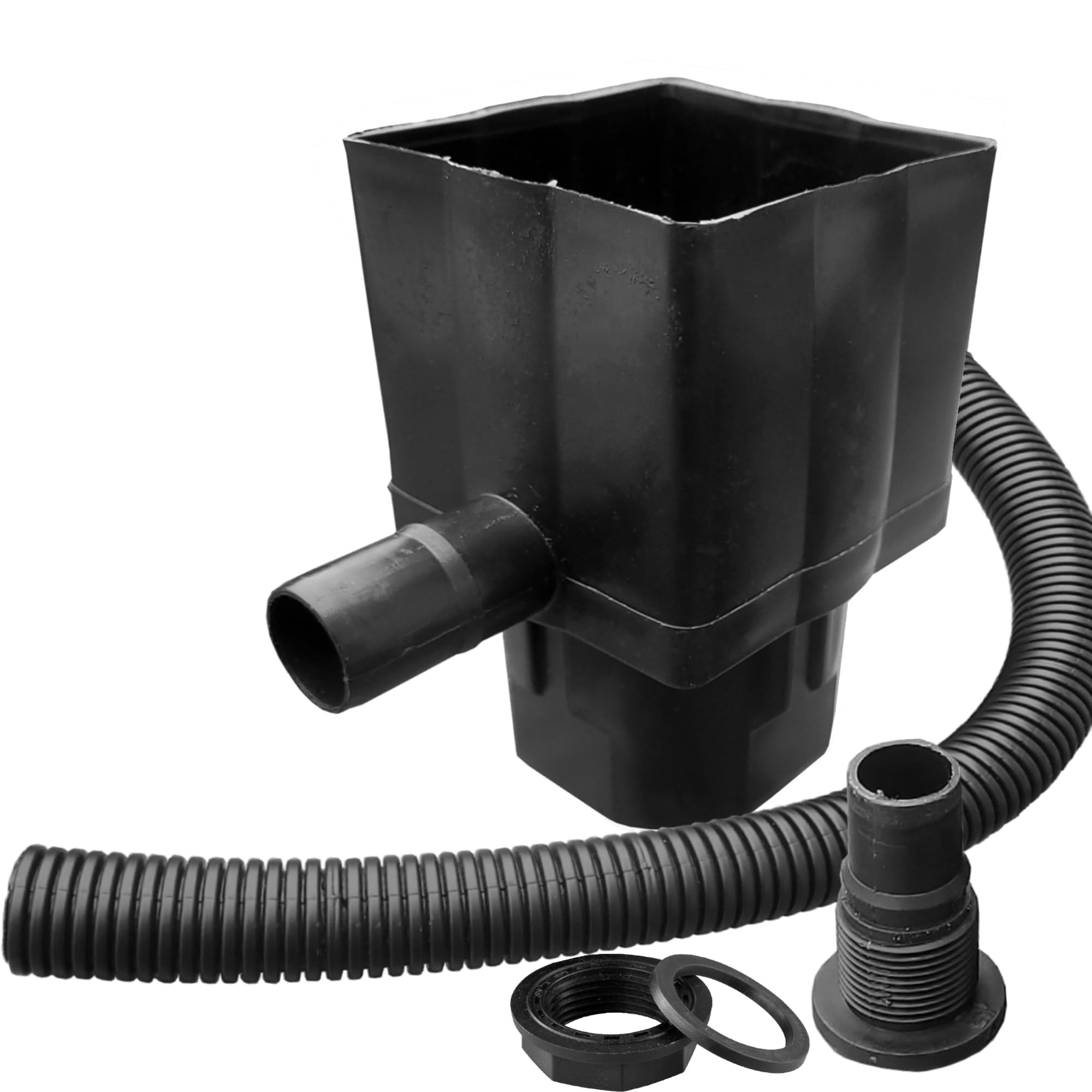 KetoBarrow Water Butt Downpipe Connector Kit Waterbutt Filler Kit Fits Both Round & Square Downpipes - Connect Downpipe to Water Butt with 2 Metre Connector Hose