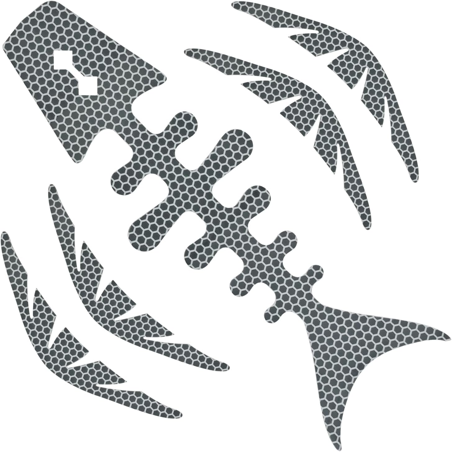 Reflective Fishbone Hard Hat Decals, High-Visibility Safety Stickers for Construction Helmets, Toolboxes & Gear, Waterproof Night Warning Skeleton Graphics for Men