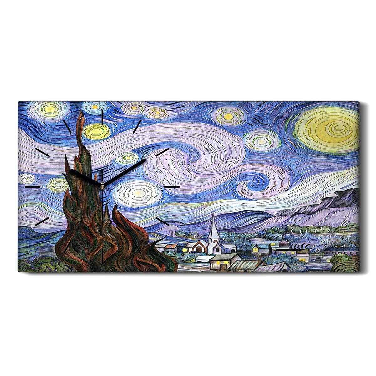 Horloge sur toile cadeau décoration art moderne salon et chambre