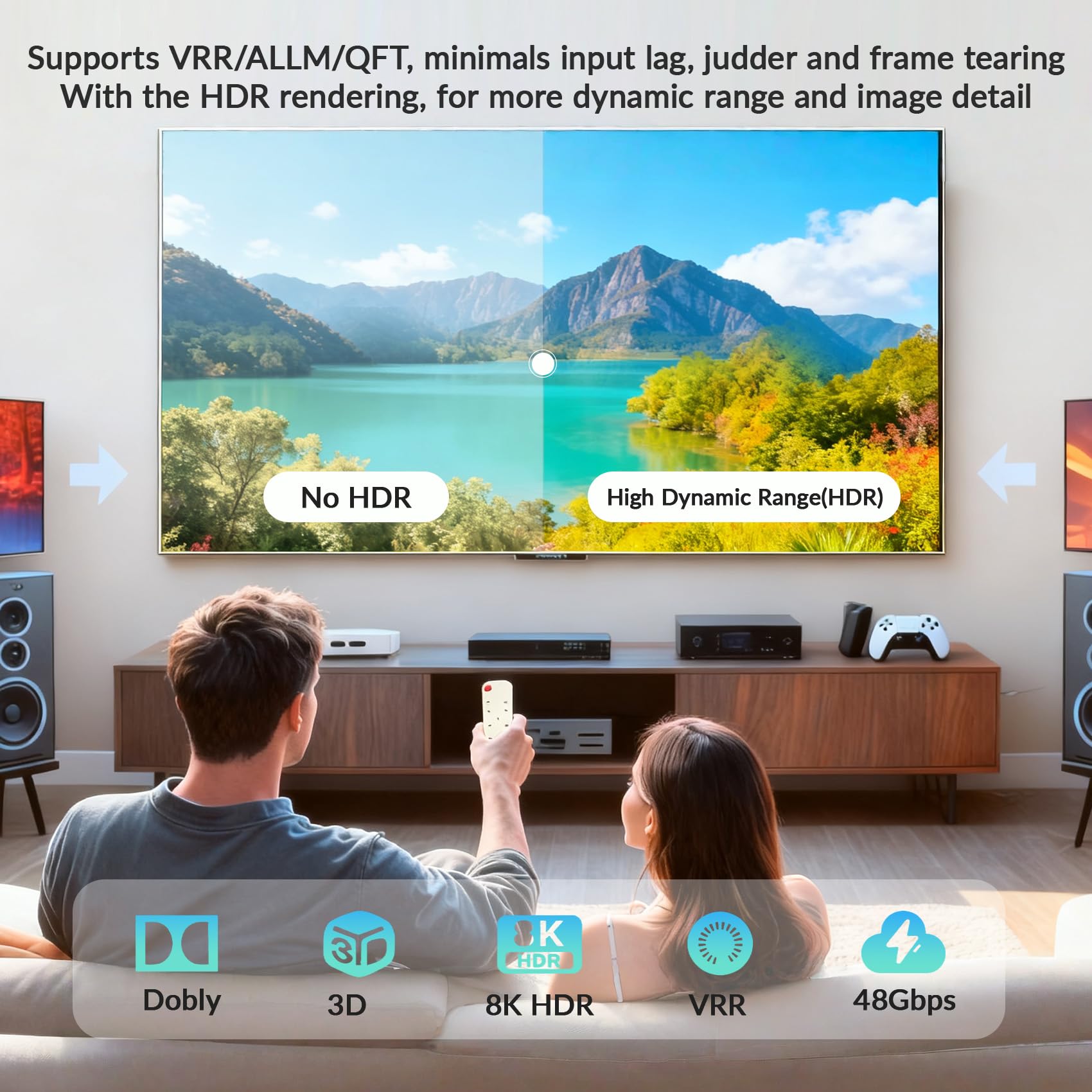 Répartiteur HDMI 4K 240 Hz 5 en 1 sortie – 8K @ 60 Hz Répartiteur HDMI avec télécommande 5 ports Switcher Box Support 3D HDR10+ CEC HDR HDCP2.3, pour PS5/4, Xbox, DVD, Nintendo PC, Apple TV, Fire