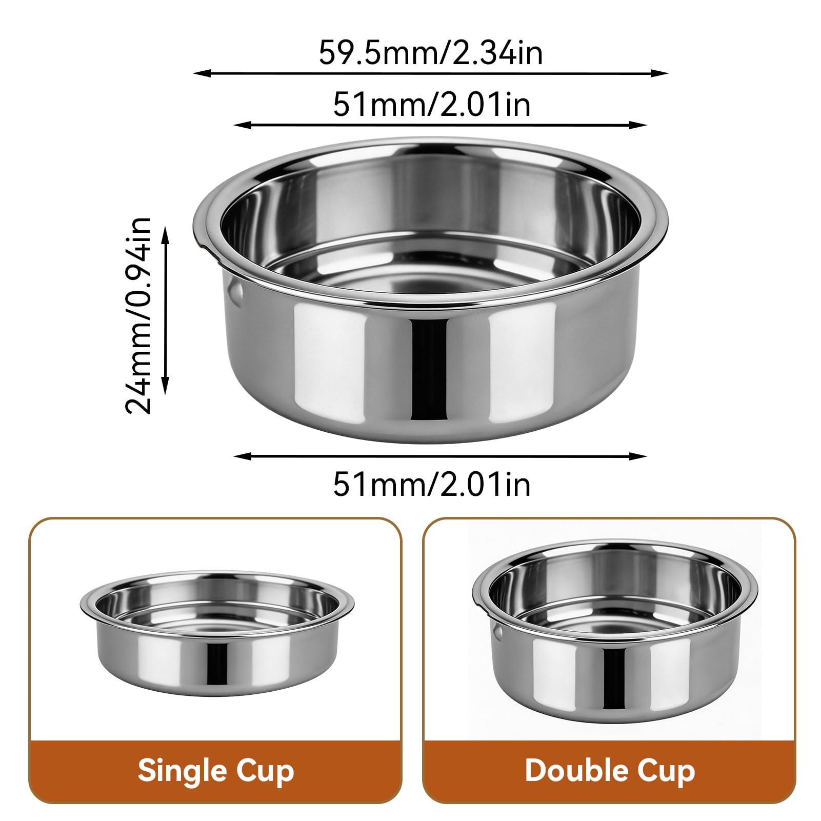 2 stuks koffiefilters van roestvrij staal, koffiefilter, expresfiltermand