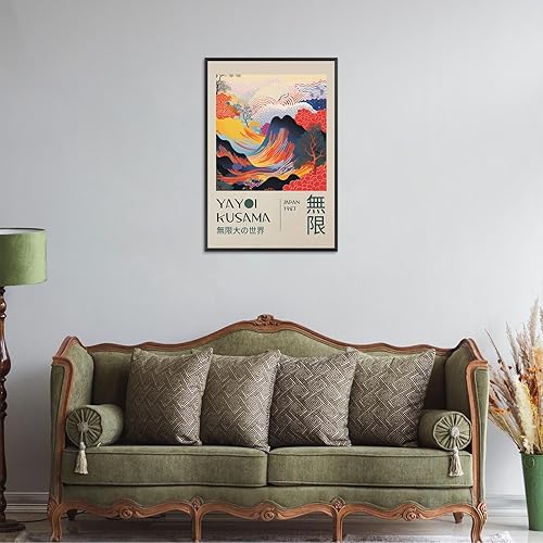 Miniatura 4 de Arte de pared vintage japonés Yayoi Infinity Big World Tokio 80s abstracto olas de mar, pósteres de lienzo para galería, exposición, impresiones