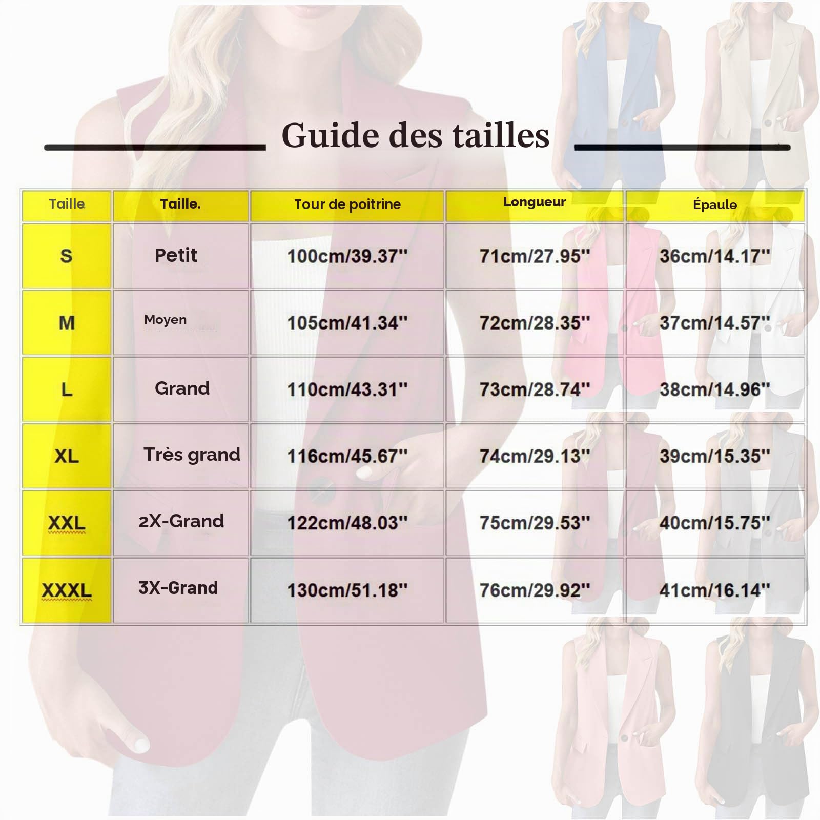 Gilet sans manches décontracté pour femme avec revers à un bouton, gilet habillé avec poche, coupe ample, sans manches, élégant pour le travail et le bureau