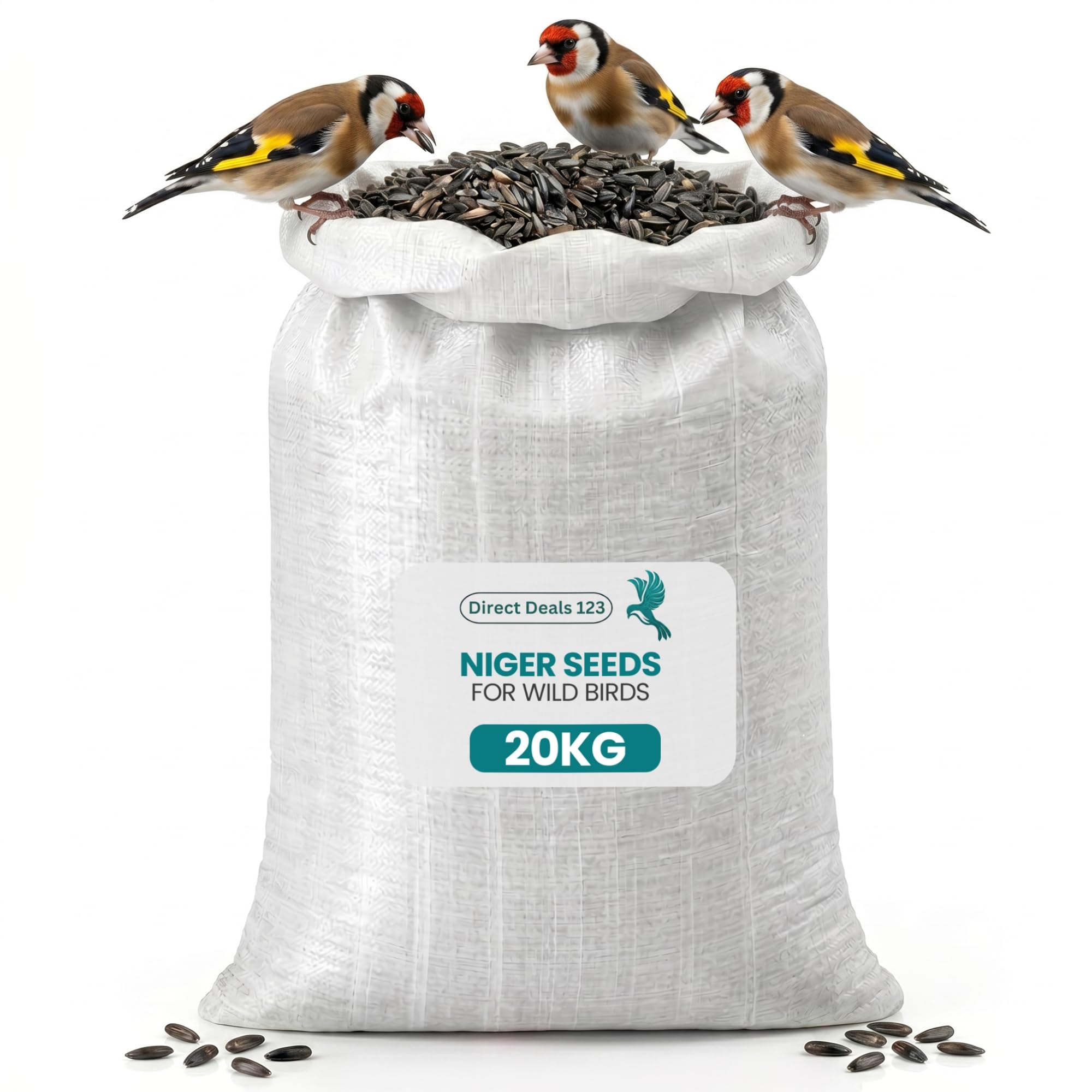 (20 KG) Niger Seed for Wild Bird Food Premium Niger Seeds High Oil Natural Feed for Finches Sparrows Garden Wildlife No Mess Clean Feeding Year Round Nutrition Quality Seed Mix Pack