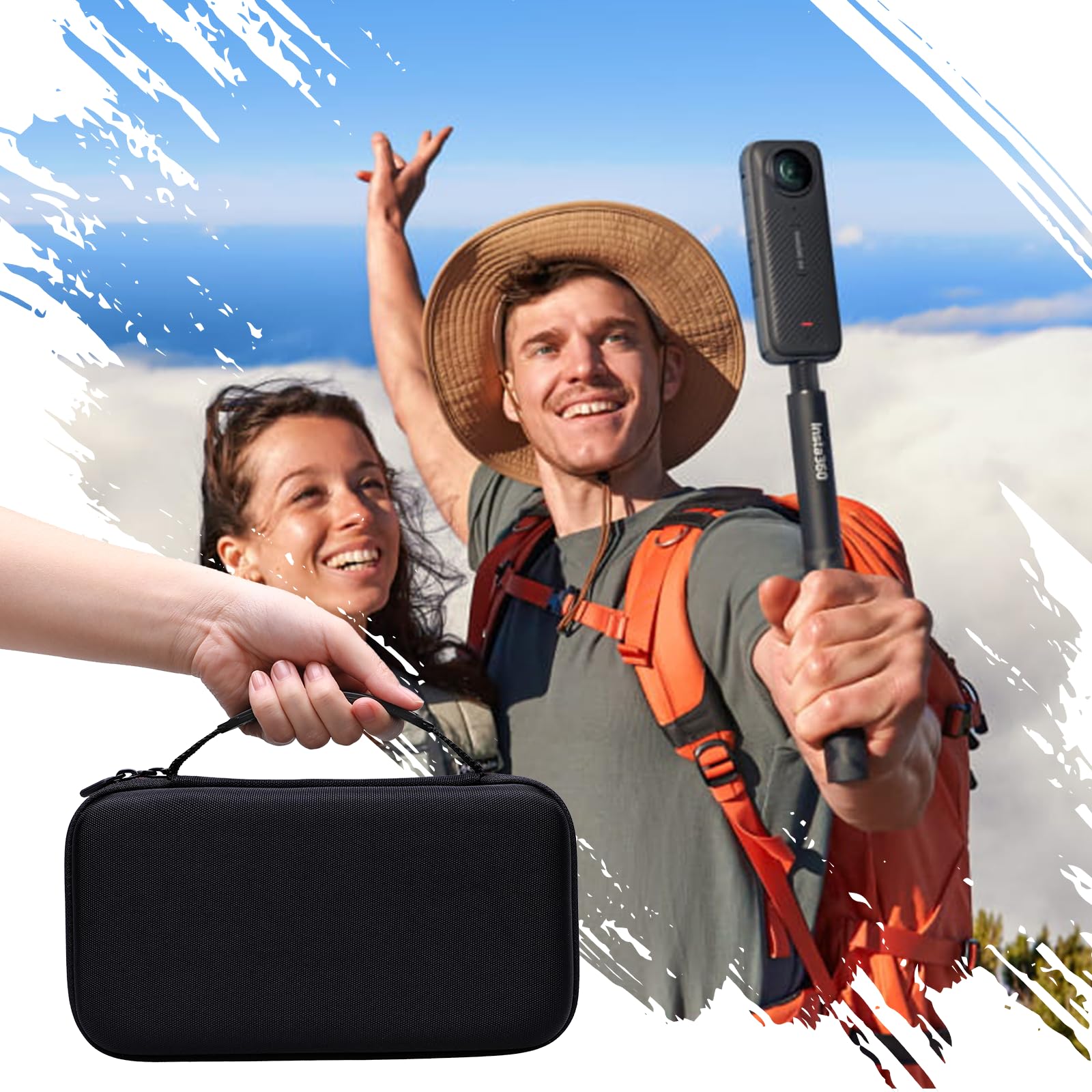 XANAD Sac de Transport pour caméras d'action Insta360 X5 X4 X3 One X2 GO 3 - Sac à bandoulière Compatible avec Perche à Selfie Invisible de 114 cm et Accessoires (Noir)